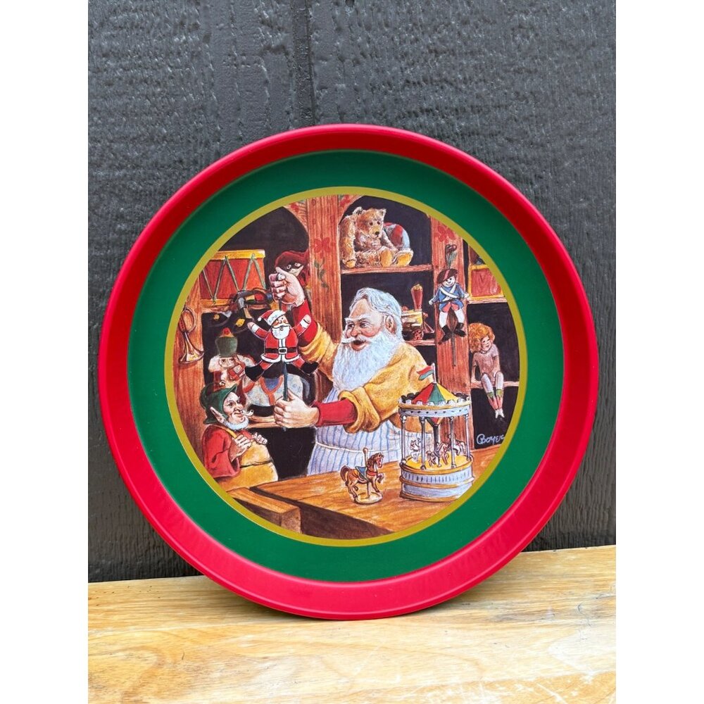 Vintage 1985 Willitts Designs Santa Workshop Metal Cookie Tray Christmas #5489